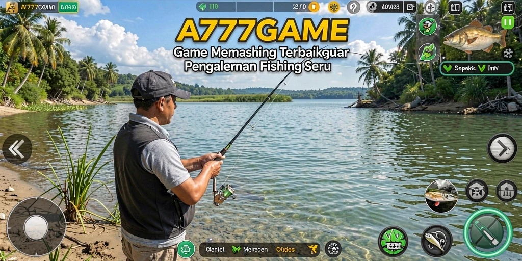 Gameplay menarik dari A777GAME saat menangkap ikan di lokasi indah.