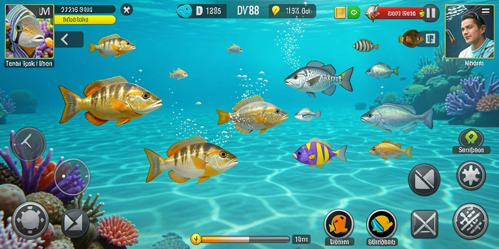 Tampilan gameplay seru dari DV188 menunjukkan keseruan menembak ikan.