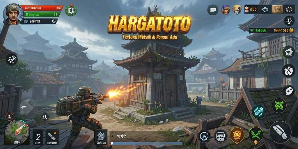 Gameplay seru HARGATOTO dengan menara yang strategis.