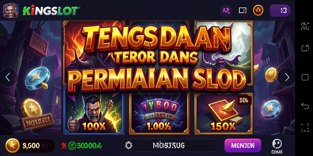 Gameplay KINGSLOT dengan elemen horor yang menegangkan.