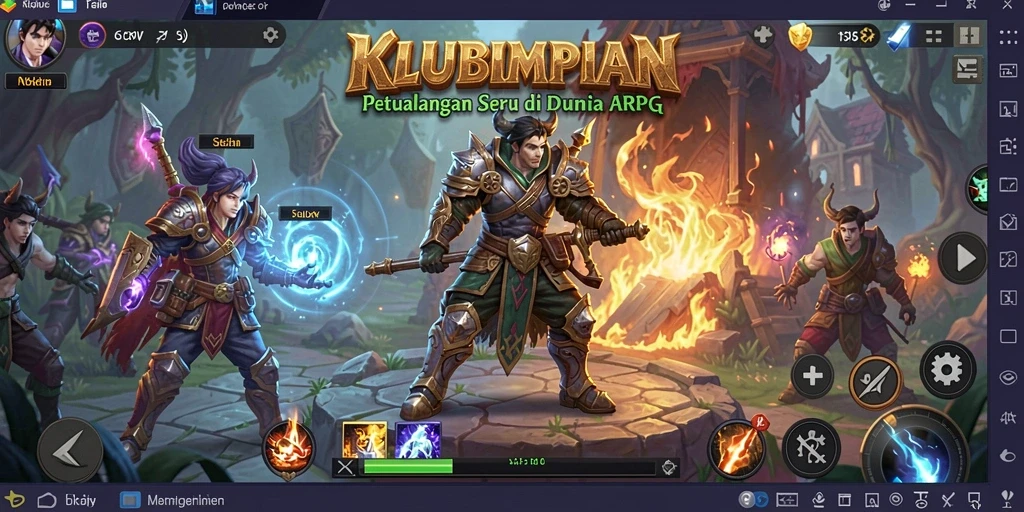 Screenshot gameplay KLUBIMPIAN menampilkan pertarungan epik dalam dunia ARPG.