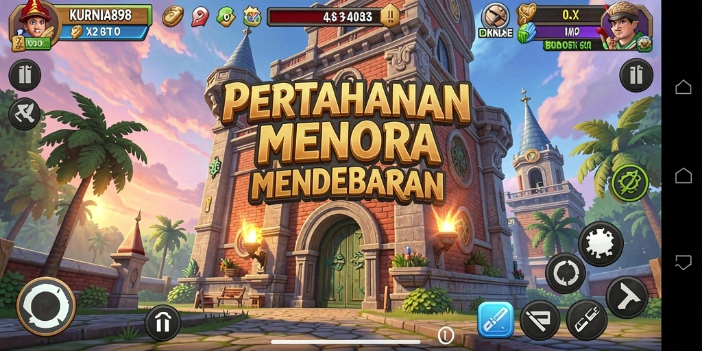 Screenshot gameplay KURNIA898 yang menampilkan aksi Tower Defense intens.