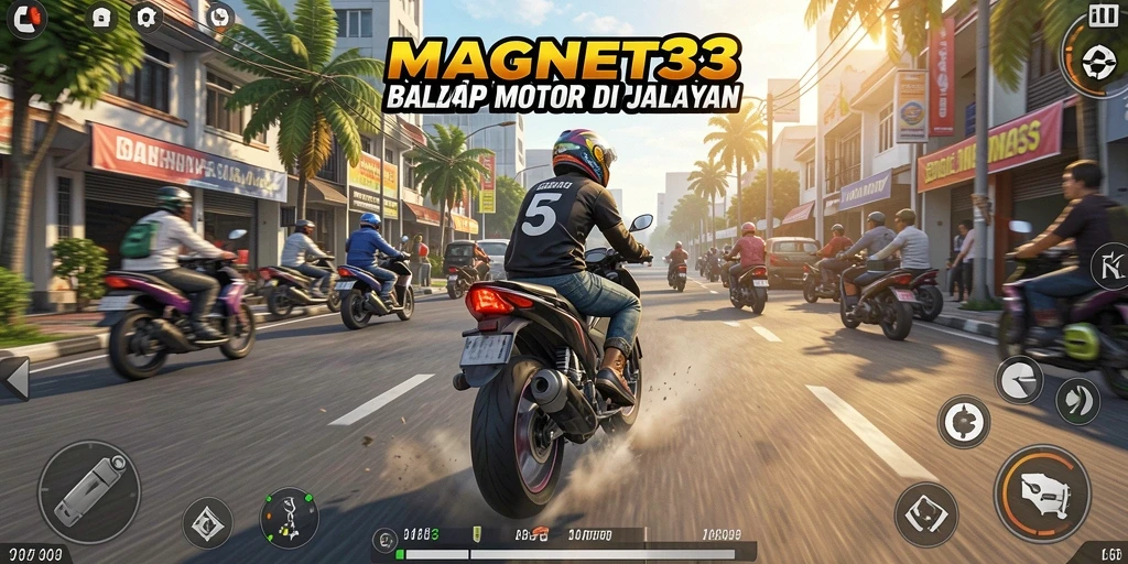 Tampilan aksi balap motor yang mendebarkan dalam MAGNET33.