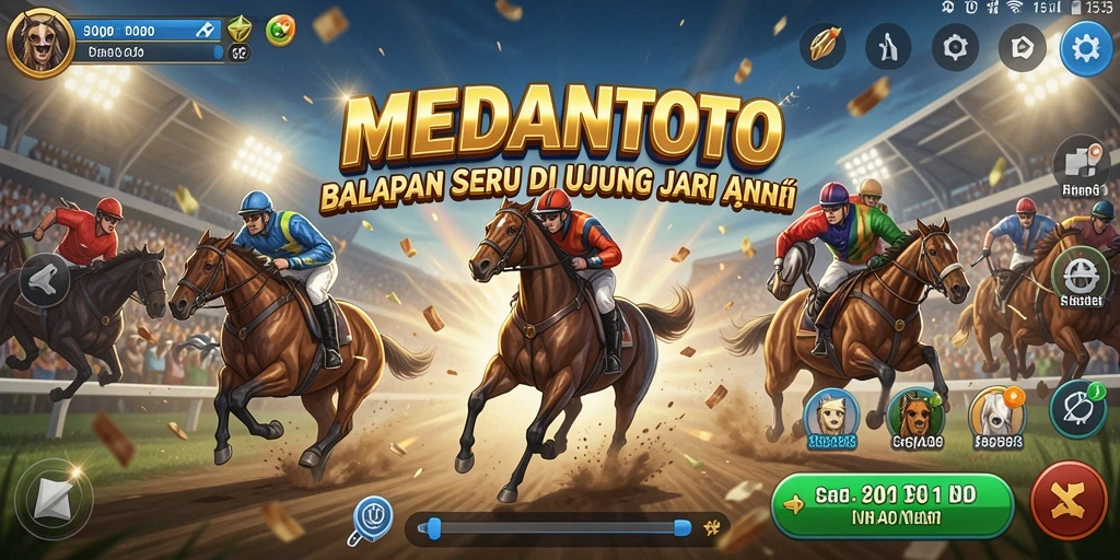 Tampilan gameplay mendebarkan di MEDANTOTO dengan tampilan mobil balap.