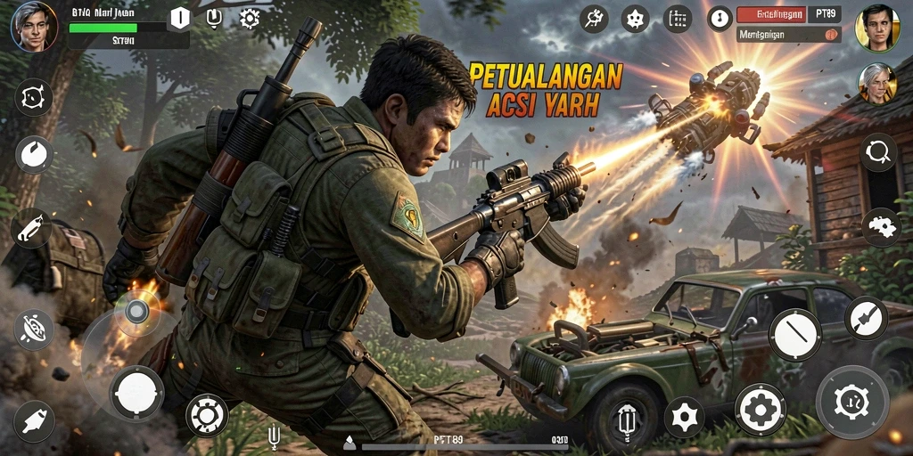 Tampilan gameplay menegangkan dari PT89 dengan aksi yang intens.