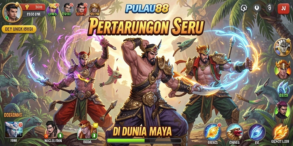 Tampilan pertarungan seru dalam PULAU88 dengan karakter yang mengesankan.