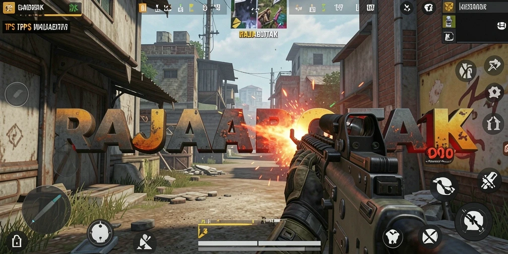 Tampilan gameplay seru dari RAJABOTAK yang menampilkan aksi TPS.