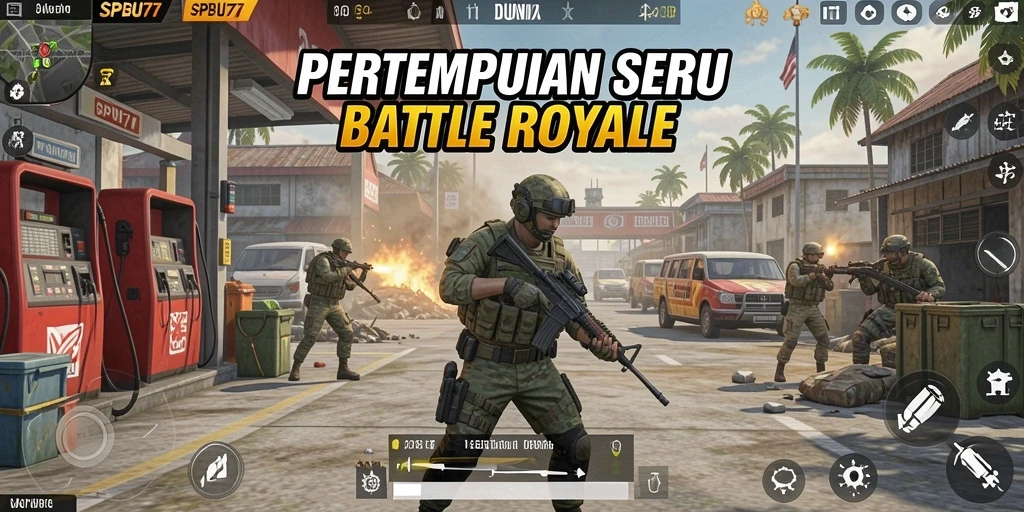 Tangkapan layar menunjukkan pertempuran intens di SPBU77 Battle Royale.