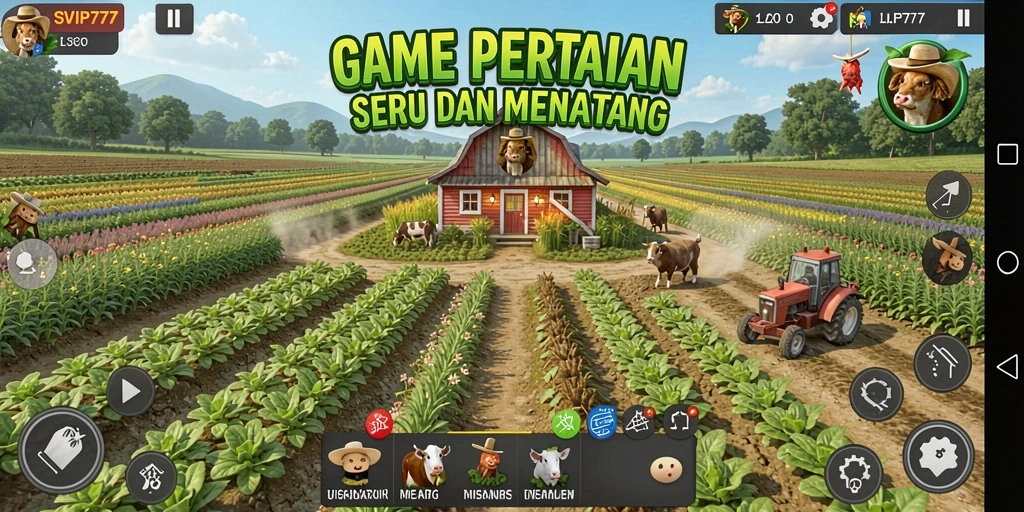 Screenshot gameplay SVIP777 menampilkan aksi bertani yang seru dan interaktif.