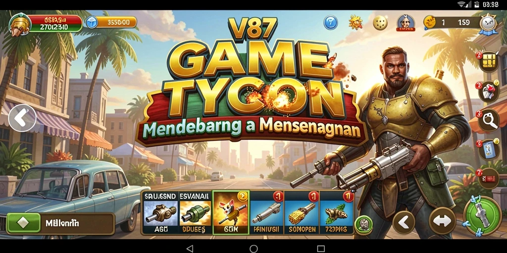 Tampilan menarik dari gameplay V87 yang penuh strategi Tycoon.
