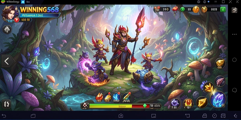 Tampilan screenshot menunjukkan aksi seru dalam pertarungan RPG.